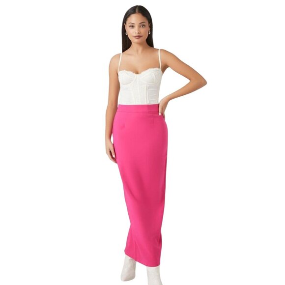 NEW Vibrant Pink Maxi Pencil Skirt with Back Zippered Slit Size S - Picture 8 of 14